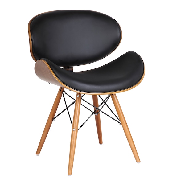 Armen Living Cassie Mid-Century Dining Chair in Walnut Wood and Black Faux Leather LCCASIWABL - main